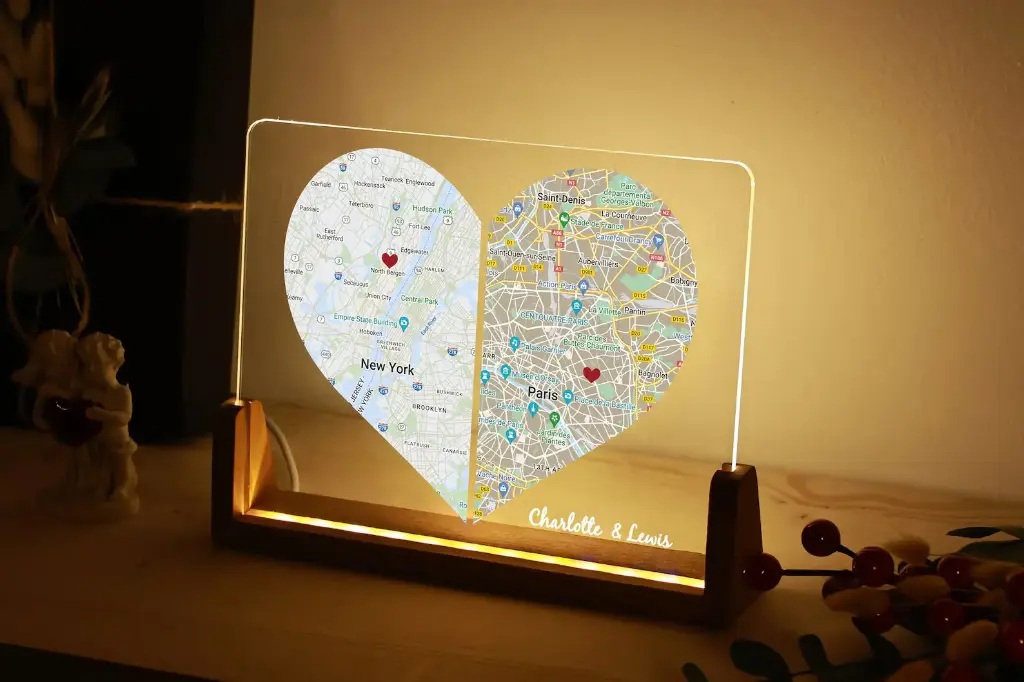 CUSTOMIZED TWO-HEART MAP NIGHT LIGHT 💖 