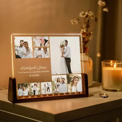 Custom Wedding Anniversary Photo Collage LED Night Light